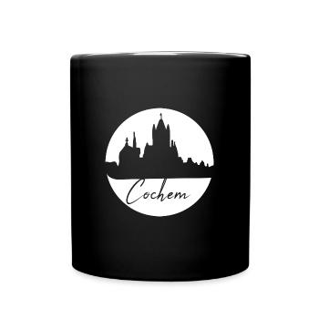 cochem,skyline,kreis,weisser kreis - Tasse einfarbig - Schwarz - Vorne