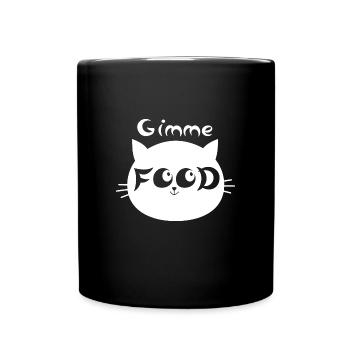 Katze - Gib mir Fressen - Tasse einfarbig - Schwarz - Vorne