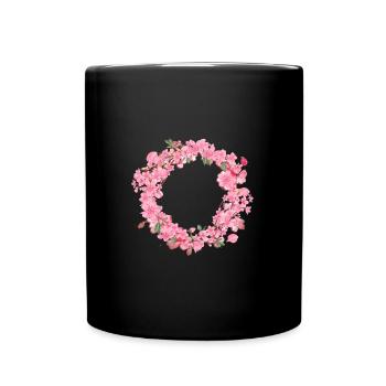 Empty,Flowers,Wreath of Flowers,Floral,Cherry Blossom - Full Colour Mug - black - Front