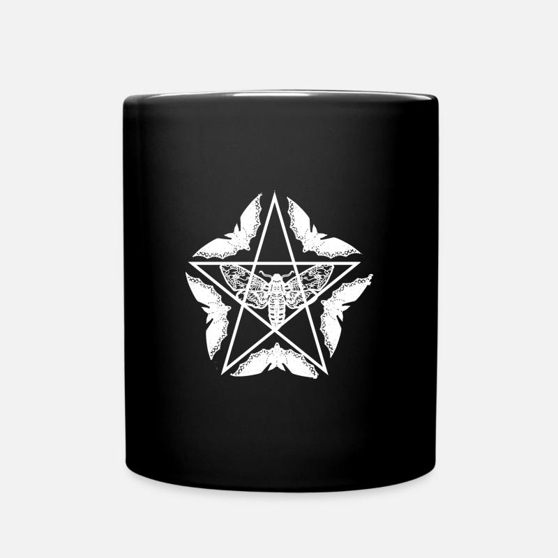 gothic,motte,fünfeck,blumen,rot,fledermaus,weiß - Tasse einfarbig - Schwarz