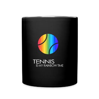 Balle de match de tennis Balle de tennis « arc-en-ciel-tennis-temps » - Mug uni - noir - Devant