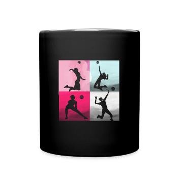 volley-ball,volleyballer,beachball,graffiti,rose - Mug uni - noir - Devant