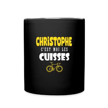 Christophe vélo c est moi les cuisses humour velo - Mug uni - noir - Devant
