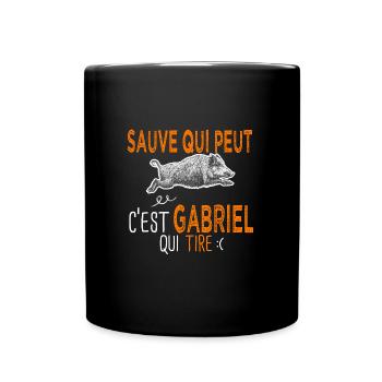 Gabriel c est gabriel qui tire Humour Chasseur - Mug uni - noir - Devant
