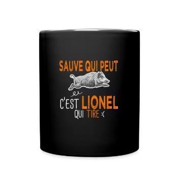 Lionel c est lionel qui tire Humour Chasseur - Mug uni - noir - Devant