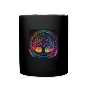 Baum des Lebens ,Lebensbaum,Graffiti,Planeten - Tasse einfarbig - Schwarz - Vorne