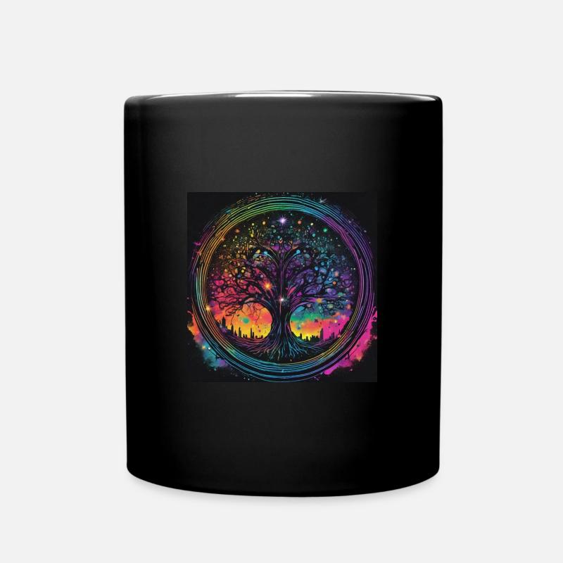 Arbre de vie, Arbre de vie, Graffiti, planètes - Mug uni - noir