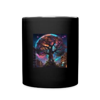 Arbre de vie, Arbre de vie, Graffiti, planètes - Mug uni - noir - Devant