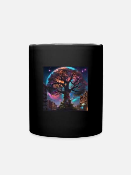 Arbre de vie, Arbre de vie, Graffiti, planètes - Mug uni - noir