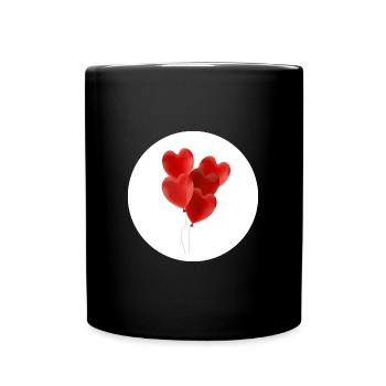 Ours porte-bonheur, Costume, coeur, coeurs, amour - Mug uni - noir - Devant