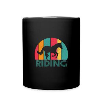 Pferde Reiter Retro Vintage Design - Tasse einfarbig - Schwarz - Vorne