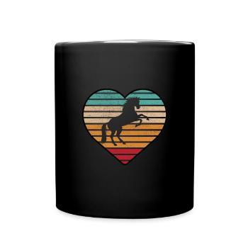 Pferde Reiter Retro Vintage Design - Tasse einfarbig - Schwarz - Vorne