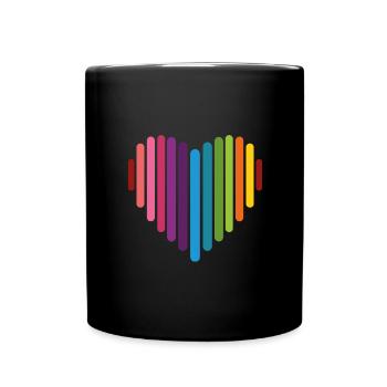 Rainbow Heart, Love, Love is love, - Full Colour Mug - black - Front