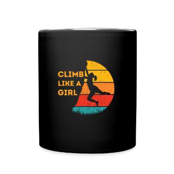 Trad Climbing - Climb like a Girl Rock Climbing - Full Colour Mug - black - Front
