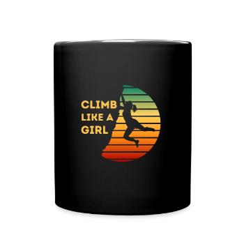Climb Like A Girl | Girl Rock Climbing - Full Colour Mug - black - Front