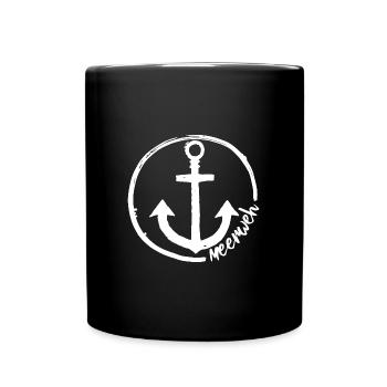 Meerweh - zeig es mit dem Anker ! - Tasse einfarbig - Schwarz - Vorne