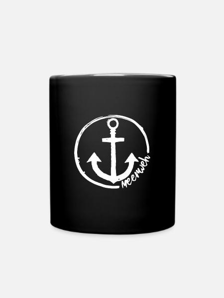 Meerweh - zeig es mit dem Anker ! - Tasse einfarbig - Schwarz