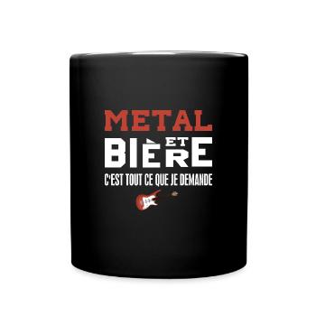 Metal et bière c'est tout ce que je demande - Mug uni - noir - Devant