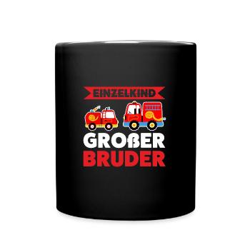 Großer Bruder Feuerwehr Brüder Geschenk - Tasse einfarbig - Schwarz - Vorne