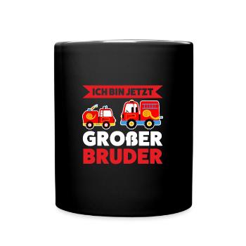 Großer Bruder Feuerwehr Grosser Bruder Geschenk - Tasse einfarbig - Schwarz - Vorne