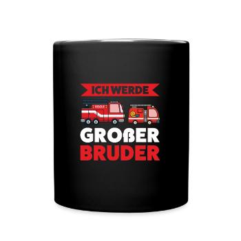 Großer Bruder Feuerwehr Grosser Bruder Geschenk - Tasse einfarbig - Schwarz - Vorne