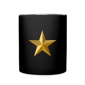Goldener Stern 3D - Tasse einfarbig - Schwarz - Vorne