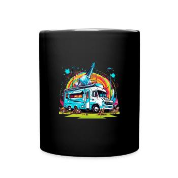 Camper, Nature, Freedom, Rocket, Colorful, Gift - Full Colour Mug - black - Front