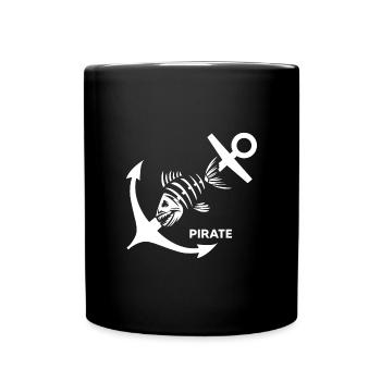 Captain ahoy pirate "anchor lifted" boatswain - Full Colour Mug - black - Front