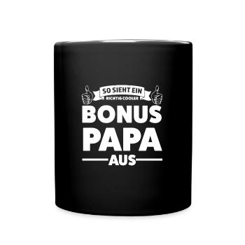 Bonus Papa Familie Bonuspapa Geschenk - Tasse einfarbig - Schwarz - Vorne