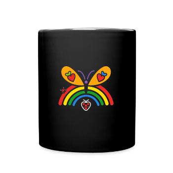 Arc en ciel papillon LGBTQIA+ - Mug uni - noir - Devant