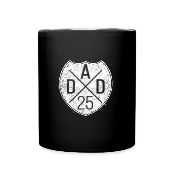 Dad 25 Vater Baby Papa 2025 grunge - Tasse einfarbig - Schwarz - Vorne