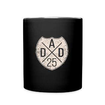 Dad 25 Vater Baby Papa 2025 Grunge - Tasse einfarbig - Schwarz - Vorne