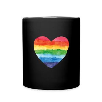 pride coloré arc-en-ciel csd gay amour coeur mariage love - Mug uni - noir - Devant