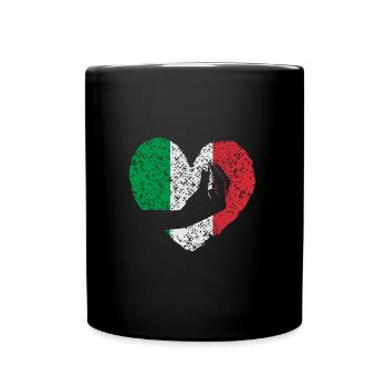 Italien .Typische Italienische Handgeste mit Herz. - Tasse einfarbig - Schwarz - Vorne