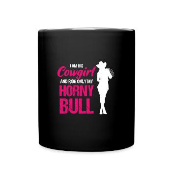 Wilde Westen Western Rodeo Bullenreiten Cowboy - Tasse einfarbig - Schwarz - Vorne