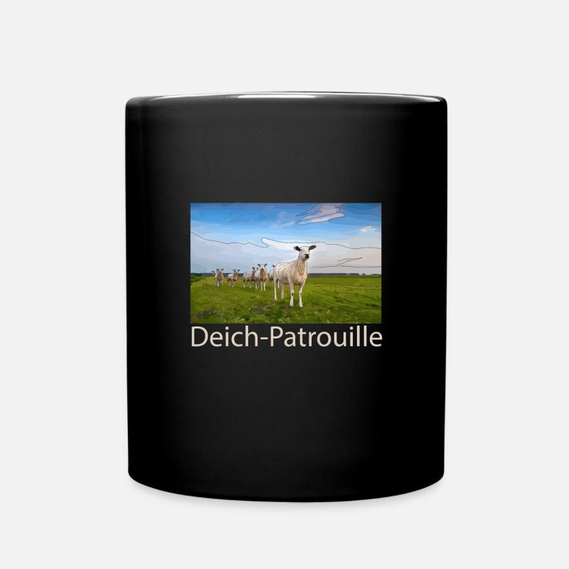 Deich Patrouille - Schafe auf dem Deich - Tasse einfarbig - Schwarz