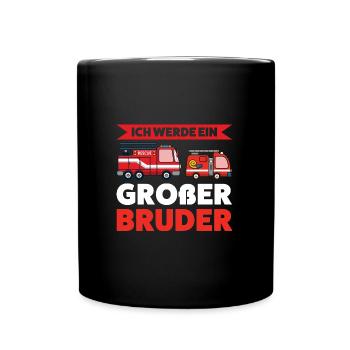 Großer Bruder Feuerwehr Kinder Geschenk - Tasse einfarbig - Schwarz - Vorne