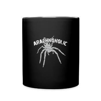Arachnoholic Spiderfan ich liebe Vogelspinnen - Tasse einfarbig - Schwarz - Vorne