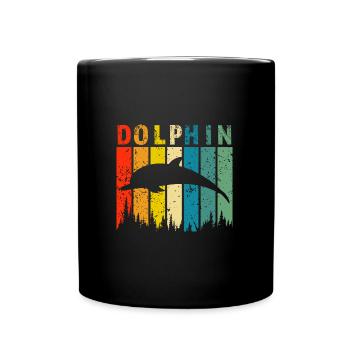 Delphin Retro-Design Delphin Geschenk - Tasse einfarbig - Schwarz - Vorne