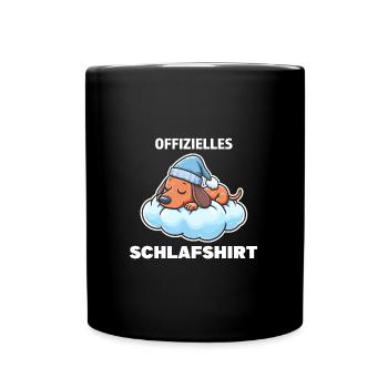 Schlafshirt Dachshund Dackel Geschenk - Tasse einfarbig - Schwarz - Vorne