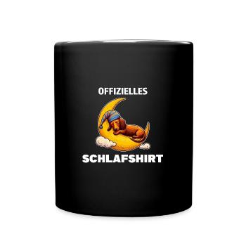 Schlafshirt Dachshund Dackel Geschenk - Tasse einfarbig - Schwarz - Vorne