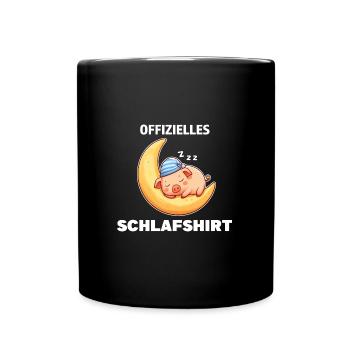 Schlafshirt Schwein Schlafanzug Geschenk - Tasse einfarbig - Schwarz - Vorne