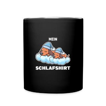 Schlafshirt Dachshund Schlafanzug Geschenk - Tasse einfarbig - Schwarz - Vorne