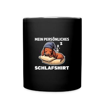 Schlafshirt Dachshund Schlafanzug Geschenk - Tasse einfarbig - Schwarz - Vorne
