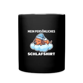 Schlafshirt Dachshund Schlafanzug Geschenk - Tasse einfarbig - Schwarz - Vorne