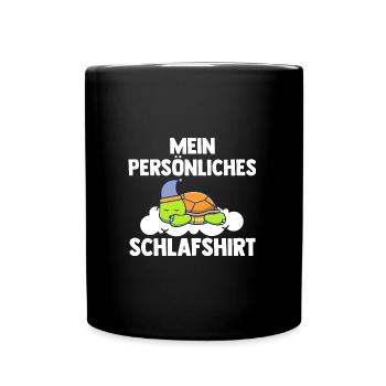 Schlafshirt Schildkröte Schlafanzug Geschenk - Tasse einfarbig - Schwarz - Vorne
