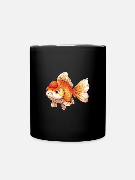 Schleierschwanz Goldfisch - Tasse einfarbig - Schwarz