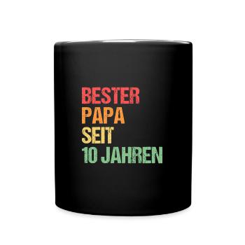 Papa 10 Jahre Vater Geschenk - Tasse einfarbig - Schwarz - Vorne
