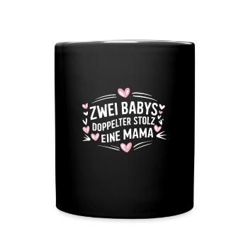 Twin Mom Zwillingsmutter Mama von Zwillingen - Tasse einfarbig - Schwarz - Vorne