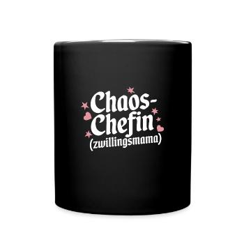 Chaos Chefin Zwillingsmama Mama von Zwillingen - Tasse einfarbig - Schwarz - Vorne
